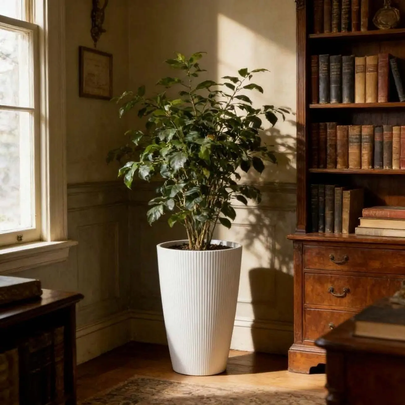 13.9" D X 22" H Parker Tall Cream  Resin Planter