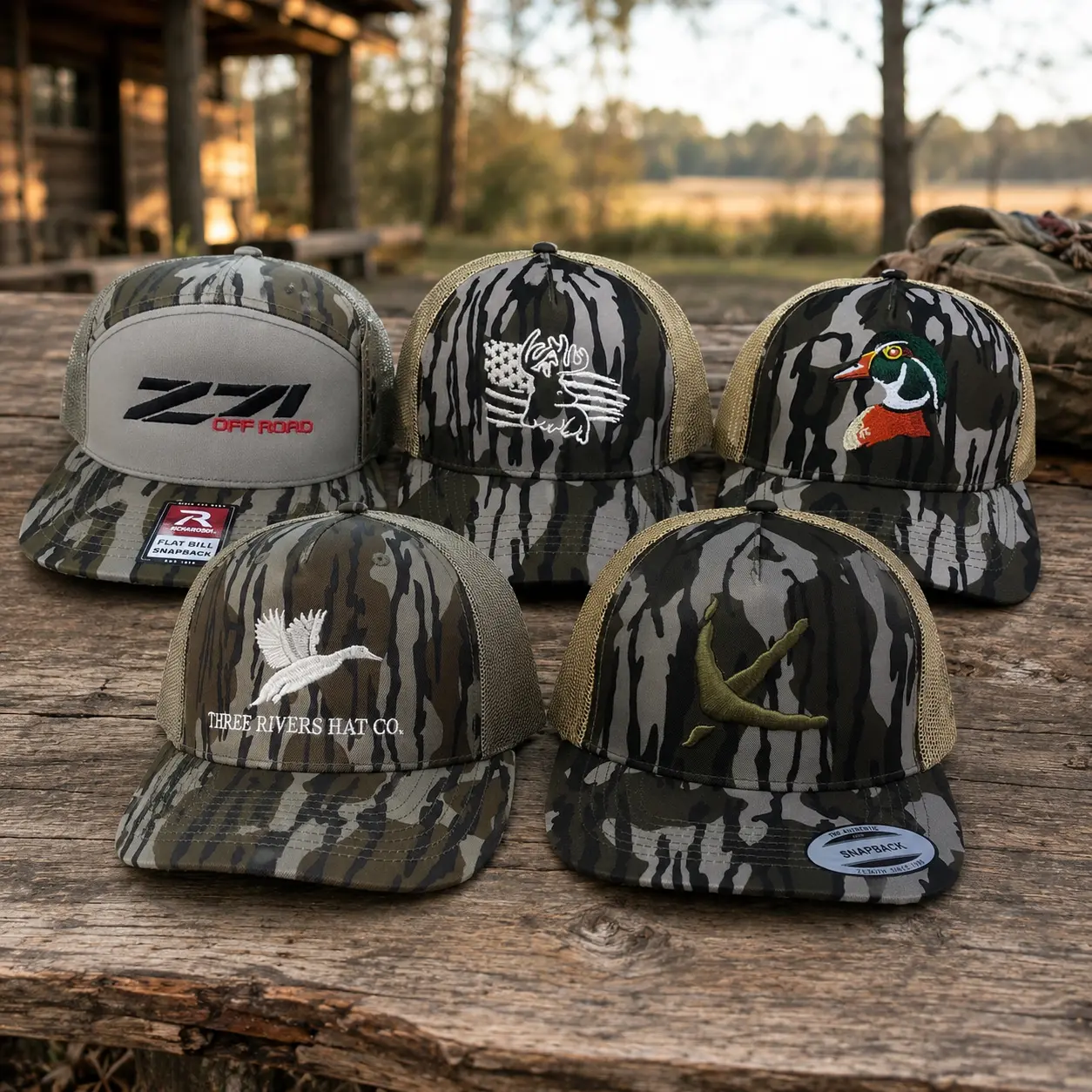 [ Combo Buy 2 For 1 Price ] Z71 Off Road, HEYBO, Three Rivers Hat Co., Browning Buckmark & Richardson 112 Camo Hunting Trucker Hats – Mallard Duck Embroidered Snapback Caps