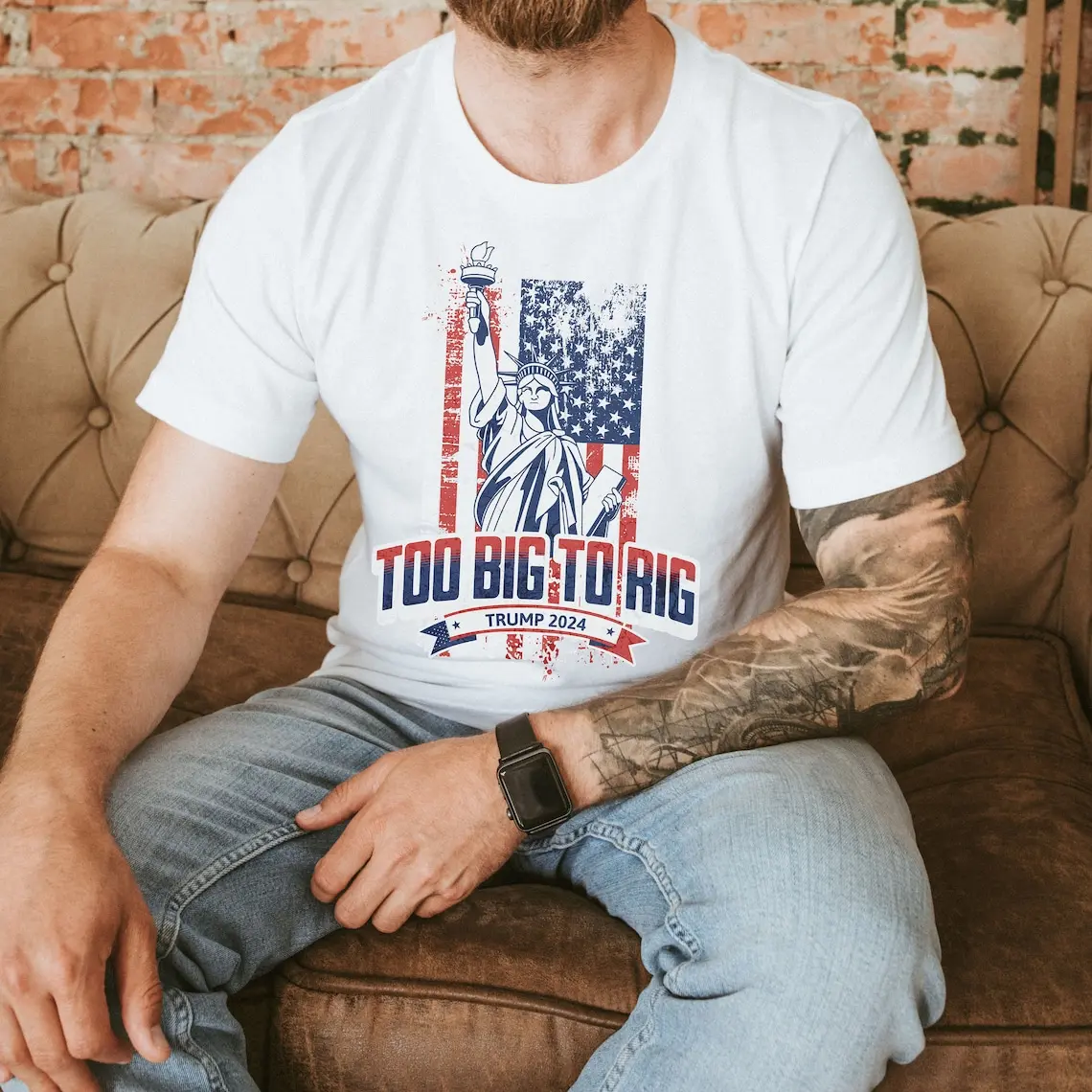 Too Big To Rig Trump Tee , Trump 2024 FJB Tee Merica Political Tshirt , MAGA Election Shirt , Republican Tee, Vote 2024 Trump American Flag Shirt