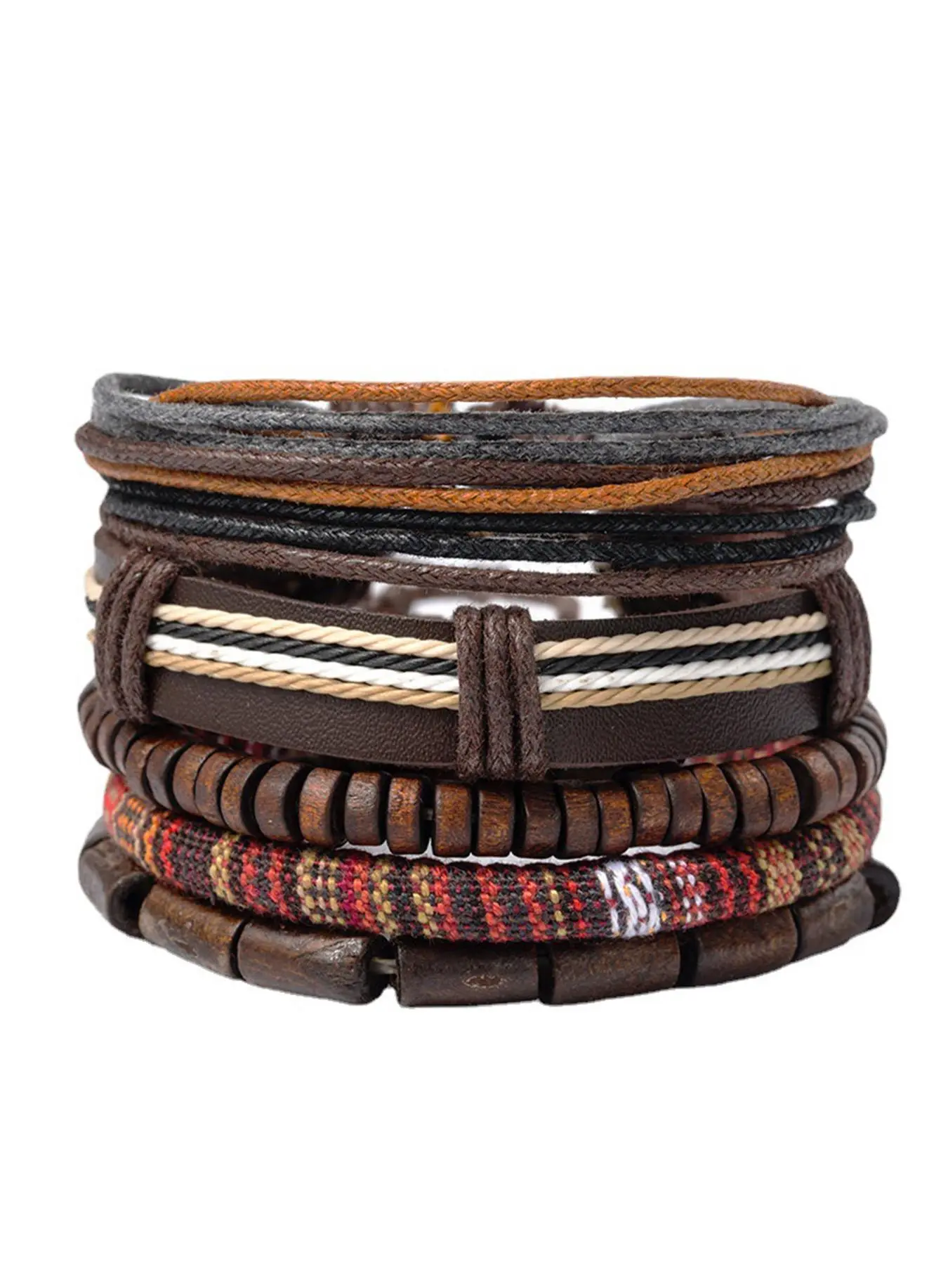 5pcs Boho Style Adjustable Beaded Design & Braid Bracelets, Casual Trendy Vintage Jewelry for Women & Men, Fashion Versatile Accessories for Parties and Clubs, Stackable Bracelets