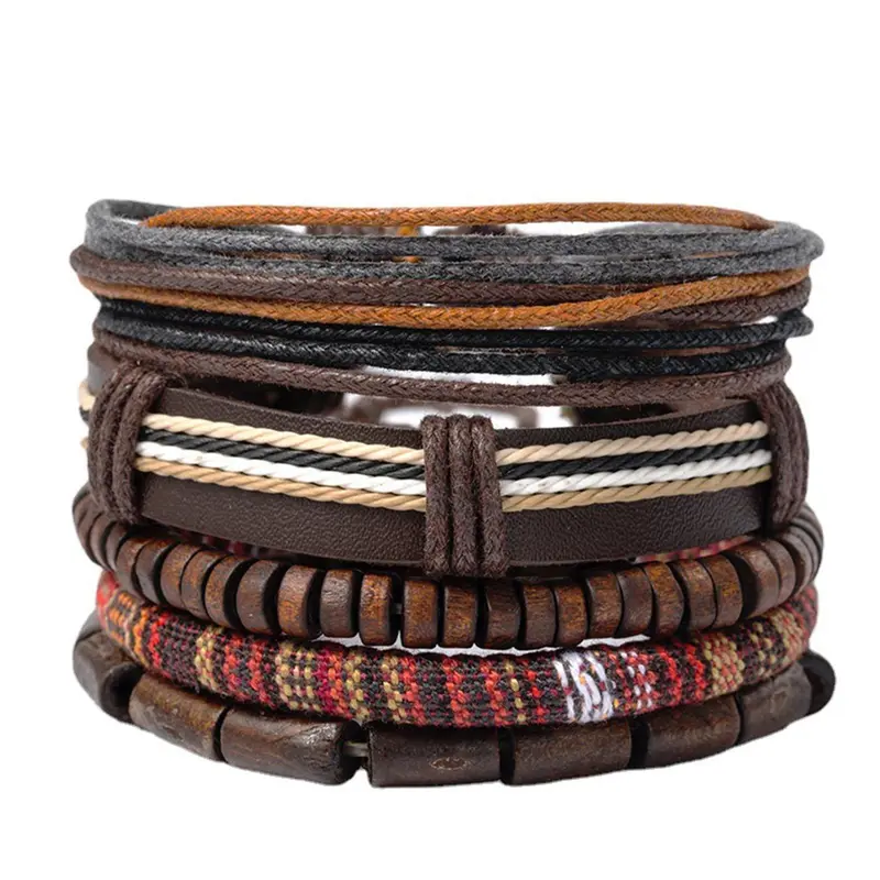 5pcs Boho Style Adjustable Beaded Design &, Casual Trendy Vintage Jewelry for Women & Men, Fashion Versatile Accessories for Parties and Clubs, Stackable Bracelets, Stacked Bracelets