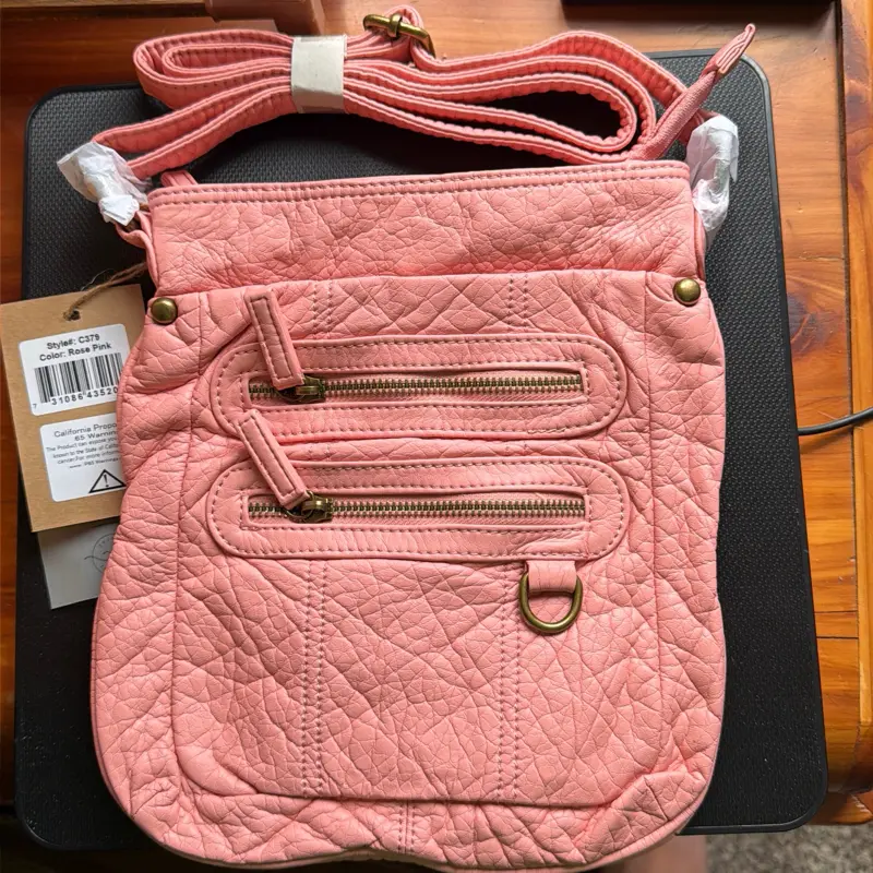 Ampere Creations Vegan Leather Bag - Quilted Design, Multiple Pockets, Zipper Closure, Neutral Color, Perfect for Everyday Use