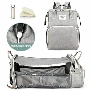 Diaper bag backpack with Changing Station, Diaper Bag Backpack for Moms Dads with USB Charging Port, Baby Shower Gifts, Large Capacity diaper backpack Foldable Diaper Bag with Changing Bed  diaper  bag