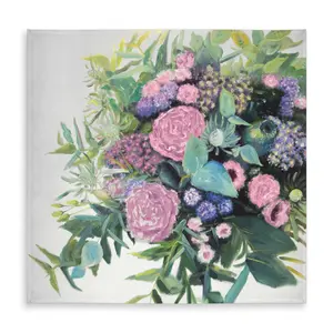 360 stand Water Resistant Purple Floral Print Tablecloth - 58x58 in, Fuchsia Blooms, Botanical Theme, Contemporary Home Kitchen Linen Decor