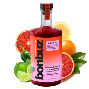 Bonbuz Slowburn - Functional Non Alcoholic Spirit - Spicy, Nootropic, Adaptogens, Low Calorie, Keto, Gluten-Free, Sugar-Free Liquor Replacement, Blood Orange Jalapeño Mocktail Mix - 750ml