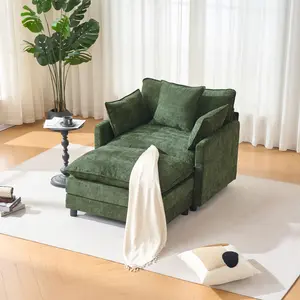 Oversized Cloud Chaise Lounge Chair Indoor with Ottoman - Floor Lounge Sofa , Soft Memory Foam Accent Reading Chair,  Comfy Lazy Sofa for Bedroom Living Room
