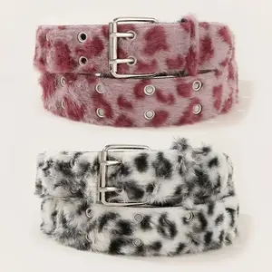 Women Y2K Leopard Plush Belt, Soft Furry Animal Print Waist Accessory, Fashion Decorative Waist Belt for Streetwear, Festival Outfit, Party & Alt Style Looks summerwins