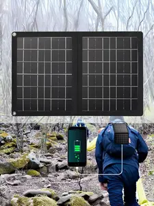 15w Foldable Solar Charger, Portable Flexible Mini Solar Panel with 5v USB, Ideal for Cars RV Camping Hiking and Outdoor Emergencies, Portable Solar Panels