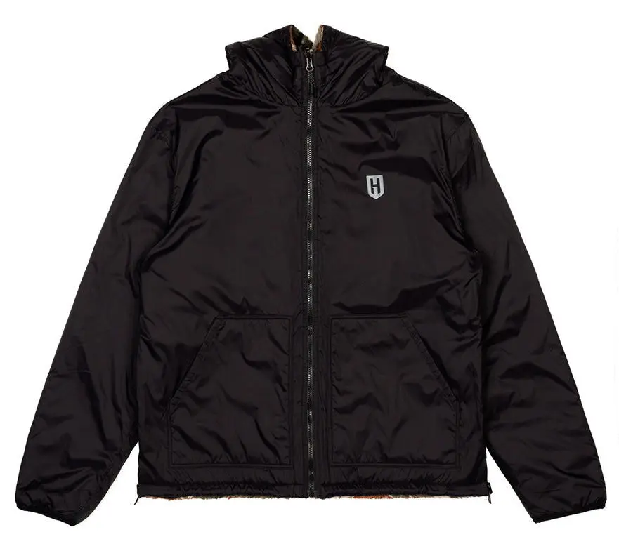 Howitzer Men's Reflective Reversible Hooded Jacket - Nylon & Sherpa Coat with Chest Pocket, Vented Side Zippers, Patch Pocket, Adjustable Hood Men's Lightweight Jackets