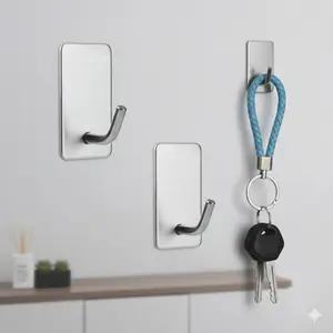 Strong Adhesive wall hooks, Waterproof No-Drill hanging Solution for Bathroom Kitchen Door, Heavy Duty Non-Slip Hangers for Towels Hats Coats, Multi-Purpose Home Organization Accessories, Bathroom Organizing Accessories, Self Adhesive Hooks