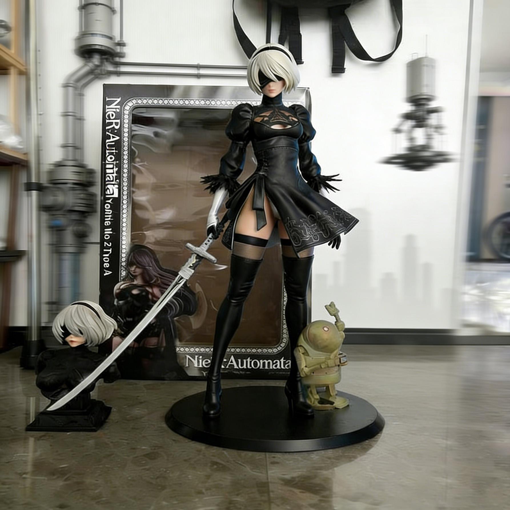 2026 New Nier Automata 2B Action Figure 28cm PVC Anime Model Yorha Type 2B Collectible Figure with Box TikTok Trending Waifu Anime Toy Desk Display Ornament Gift for Fans Collectors