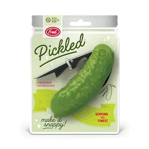 PICKLED Corkscrew, Multi-Functional Pickle Shaped Bar Tool, Foil Cutter, Bottle Opener, and Lever Corkscrew, Fun Gift for Pickle Lovers