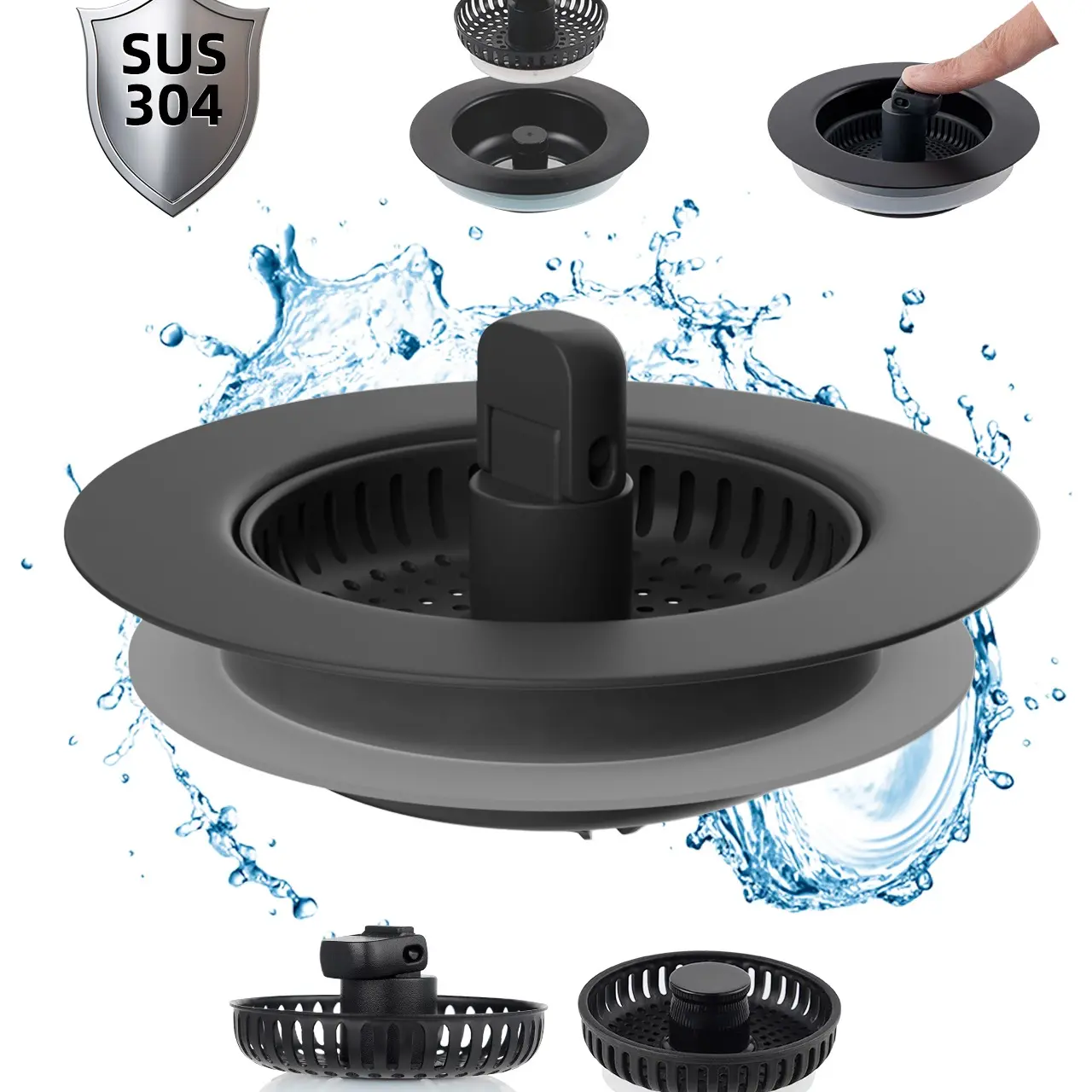 Black - with 3 SUS304 Strainers