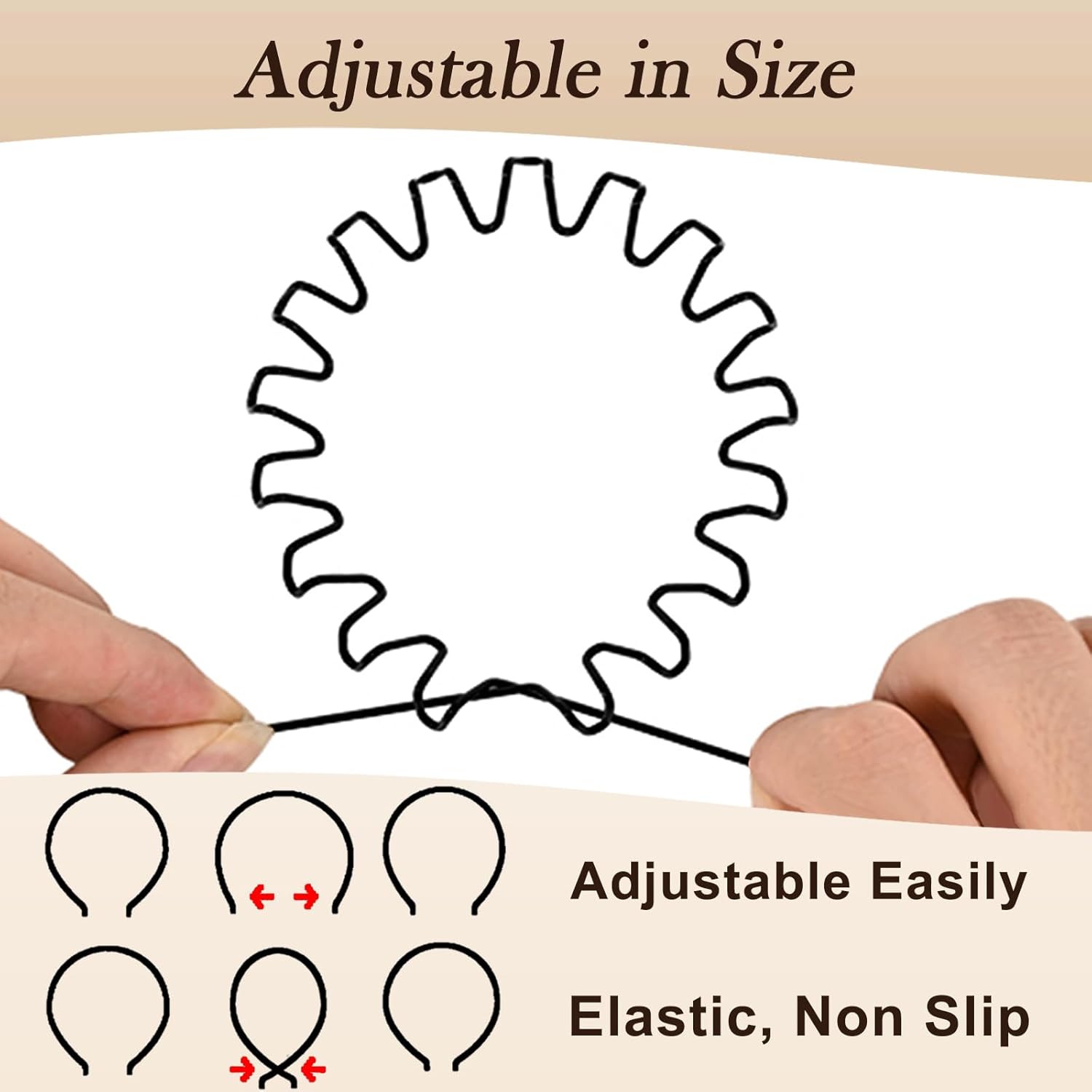 6-Count Elastic Headbands Set for Men and Women - Metal Body Wave-Zig Zag Training Headbands with Comb, Textured Twist Design, Sports Hair Accessory, Ideal Gift, Body Wave Headband, summerwins #TikTokShopDealsforYouDays