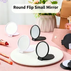Foldable Round Mini Makeup Mirror, Portable Pocket Size Handheld Vanity Mirror with Flip Design, Compact Beauty Mirror Ideal for Travel & Daily On-the-Go Touch-Ups