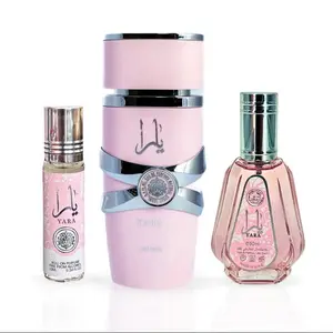 Lattafa Yara 3-piece Fragrance Bundle for Women (3.4 Oz Eau de Parfum Spray + 1.7 Oz Eau de Parfum Spray + 0.34 Oz Roll-On Perfume Oil)