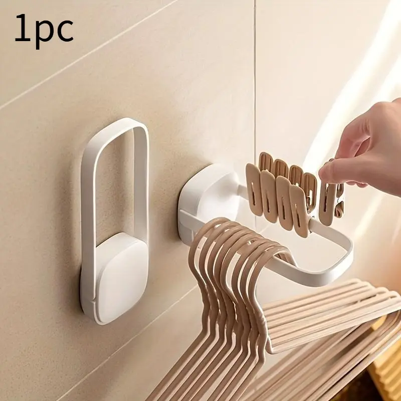 1pc Ultimate Space-Saving Foldable Wall-mounted Clothes Rack - Versatile Storage & Drying Solution for Balcony - Quick-Drying Hanger Clip, No-Drill Installation, Compact & Adjustable