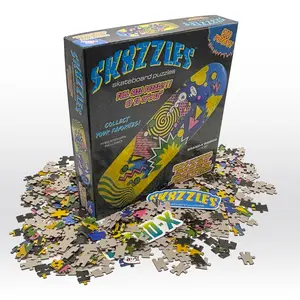 Brand-X Weirdo Yellow Sk8zzle Skateboard Puzzle - 500 Piece Full-Size 12"x34" in Shrink-Wrapped Box for Family-Friendly Fun