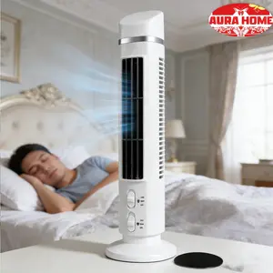 Portable USB bladeless tower fan with light for home, bedroom, and office