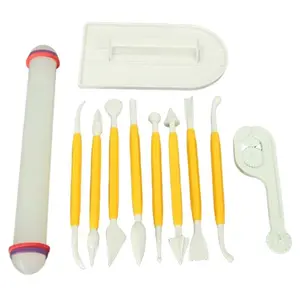 11pcs/set Baking Tools Cake Household DIY Kitchen Tool  Paste Scraper Smoother Adjustable Fondant SpatulasRolling Pin TMZ