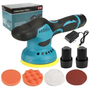 Wireless car polishing machine, multi-speed wireless polishing machine, equipped with 2 rechargeable lithium batteries, used for car detailing, polishing tool, men's polishing accessories Kit