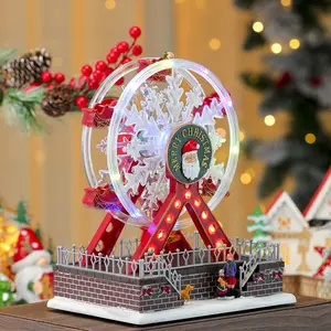 Christmas Ferris Wheel Music Box with LED Lights, Rotating Glowing Decoration, Holiday Decor for Home, Kids Room, Festive Ornament
