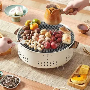 Indoor Smokeless Korean BBQ Grill for Home, Portable Outdoor Charcoal Barbecue Cooker, Multi-Use Cooking and Tea Brewing
