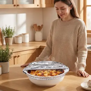 Foldable Aluminum Foil Food Cover, Insulated Bowl Cover for Keeping Food Warm, Reusable Kitchen Food Warmer Cover for Plates and Bowls