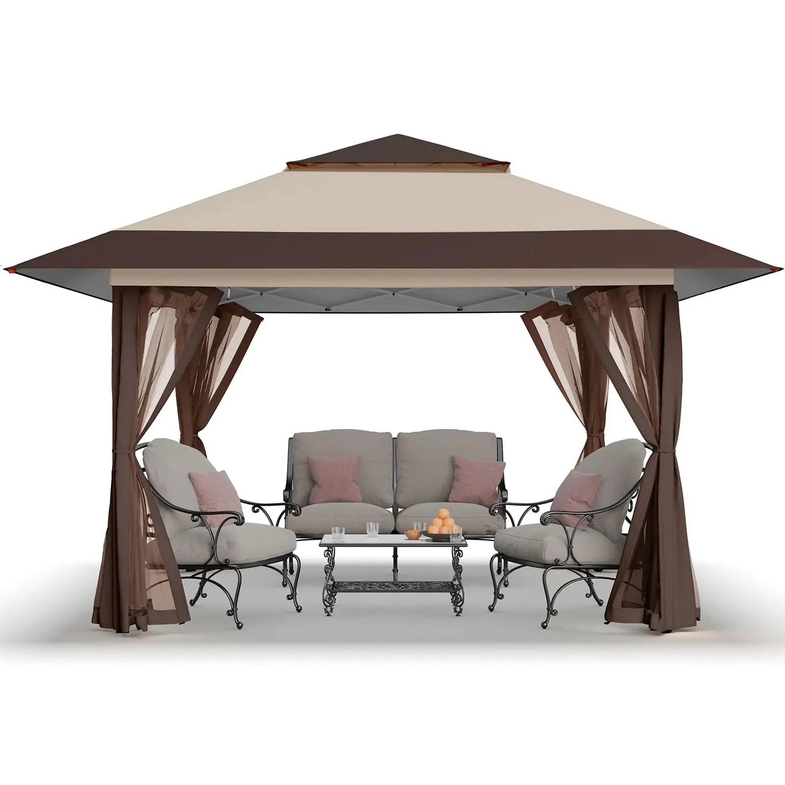 CROWN SHADES 13x13 Pop Up Gazebo, Canopy Tent, Gazebos on Clearance - Outdoor Gazebo for Backyard & Patio Furniture - Carpa Pop Up Tent with Wheeled STO-N-Go Cover Bag