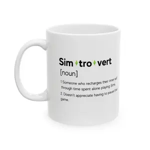 Sims Gamer Mug: Introvert Dictionary Definition, Video Game Gift - scs15255