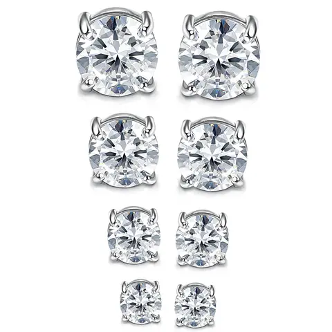 6mm-8mm Shiny Magnetic Men's Earrings - Hypoallergenic Nickel-Free Metal, Round Cubic Zirconia Designs, Artificial Zircon Studs, No Piercing, Strong Hold, Waterproof Daily Wear Fashion Jewelry Accessories