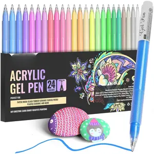 Acrylic Gel pens-art supplies for Adult Coloring, Drawing,Writing Journaling,Art or DIY Projects -1.0 mm, Smooth Writing Quick Dry with Assorted Colored Ink Fine Tip Pens 24 Pack