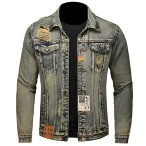 Kyn Apparel Y2K Retro Men's Bomber Jacket Distressed Streetwear Hole Coat Hip Hop Fashion Loose Fit Casual Motorcycle Jacket Men's Outerwear