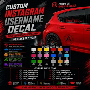 2x Personalized Instagram Sticker Vinyl Decal Customizable IG Username JDM Design for Car Windows Vehicle Exterior Decoration Waterproof Oracal Vinyl 1.5" x 9"