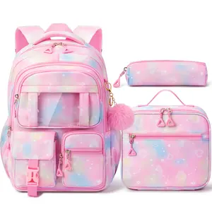 Fimibuke 3PCS Waterproof Backpack for School,Bookbag Set with Lunch Box & Pencil Case,colorful/Embroidery school bag for Elementary Middle High School,Backpag with Stationery,Back to School Gift,Birthday's Gift,Dealsforyoudays