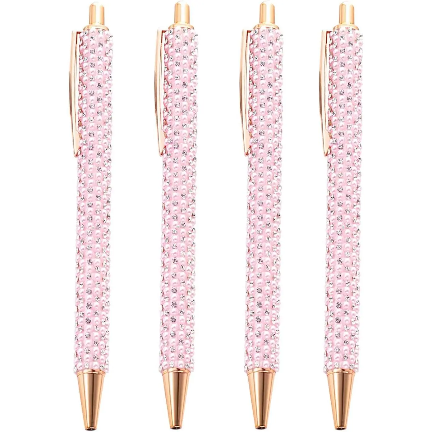 4 count Pink  Pens Rhinestone Metal Ballpoint Pens Sparkly  Pens Black Ink for Women Girls Office School Supplies