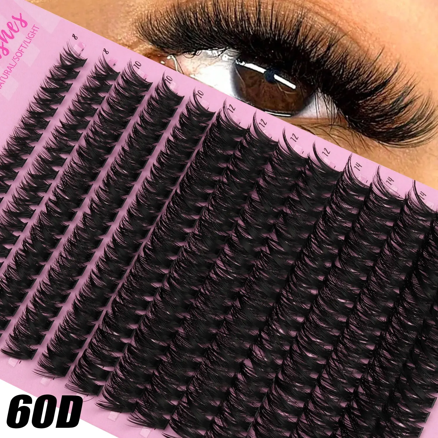 DIY Cosmetic Eyelash Cluster Set, D Curl 8-16mm Mixed Length, Soft Reusable Daily Lashes, Beginner Friendly, Travel Essential, Perfect Gift for Women