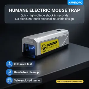 HAVIRORO Electric Mouse Trap With 2 Replaceable Bases, High-Voltage Instant Control Device, No-Touch Electronic Catcher For Indoor Kitchen Garage, Reusable & Sanitary