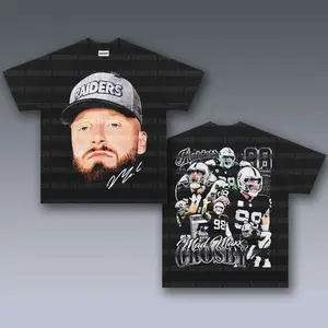 [SALE Up To 50% Off] Maxx Crosby Graphic Tee, Y2K Crew Neck Streetwear T-Shirt, Unisex Crew Neck Tee, Vintage Football Graphic, Sports Player Bootleg Premium Style, Casual Cotton Fit 2 Sided