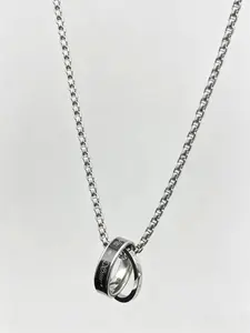 Double Circle Necklace for Women, Versatile Simple Ring Pendant, Geometric Pendant, Titanium Steel Hip Hop Sweatshirt Chain Accessory, All Seasons Street Style