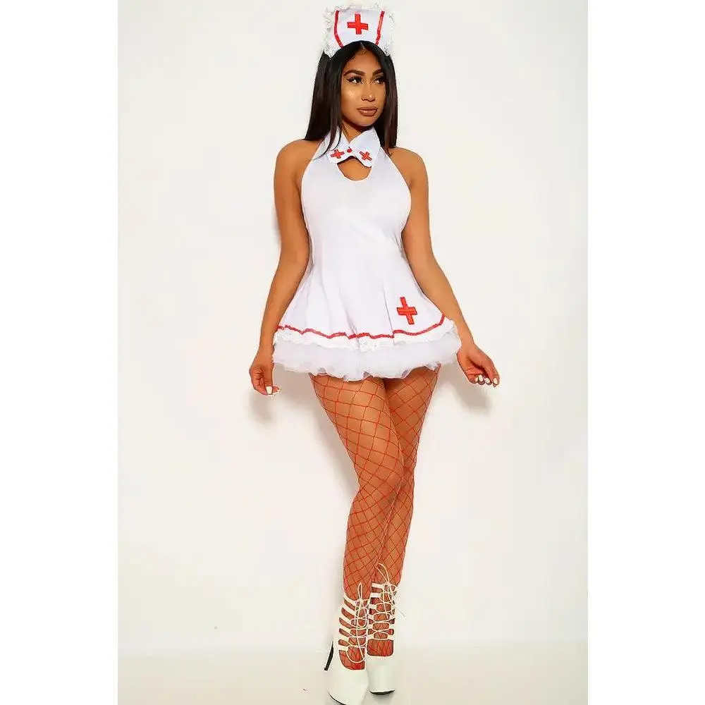 White Three Piece Nurse Costume