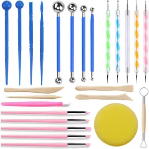 Polymer Clay Tools Dotting Tools for Nail Art Air Dry Clay Sculpting Painting Embossing Scoring Modeling Ball Stylus Pen Rock Silicone Tools