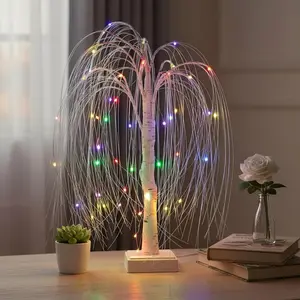 2ft Willow Tree LED Lights Indoor Christmas Decoration RGB Color Changing Fairy Tree Twinkling Elf Tree for Bedroom Wedding Christmas Holiday Decorations USB Battery Powered Batteries Not Included