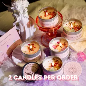 ZENPOWER LOVE STORY Healing Aromatherapy Crystal Candle, natural scented 100%wax candle,Spiritual Gifts,CALMING-AMETHYST, LOVE STORY- PINK OPAL, WISH-GREEN PHANTOM