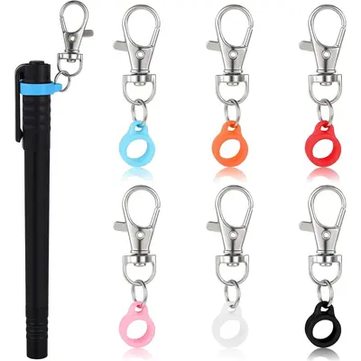 6 PCS Retractable Pen Holders With Lobster Clasp - Silicone Pen Clips For Badge Reels & Lanyards, Multi-Color - View #5
