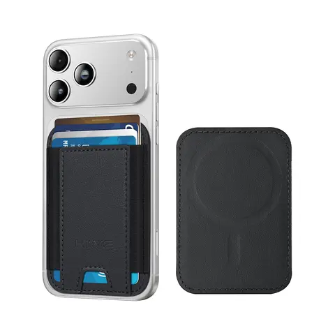 HiWe Slim Fit MagSafe Cellphone Wallet for iPhone 16/15/14/13/12 Series - Strong Magnetic Force, RFID Card Block, 7 Card Slots, Minimalist Black PU Leather Mobile Accessory with 1-Year Durability Assurance