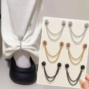 6Pcs Camellia T-Shirt Button Clips, Adjustable Clothing Hem Fixing & Cuff Adjusters, Elegant Decorative Metal Fasteners for Shirt Sleeve & Pants Hem Shortening