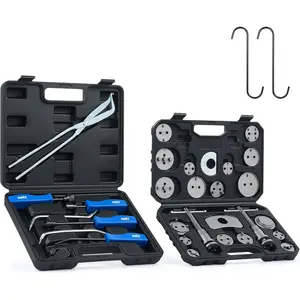 32pc Dual Brake, 2 in 1 Disc Brake Caliper Tool Set and Drum Brake Tool Kit, Brake Caliper Tool and Brake Drum Tool with Brake Tool Pliers Installer Remover Adjuster
