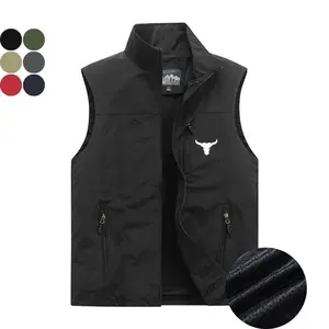 Men’s outdoor sports vest with bull head and star print, breathable mesh, multi-pocket fishing vest for spring/autumn — TikTok Shop