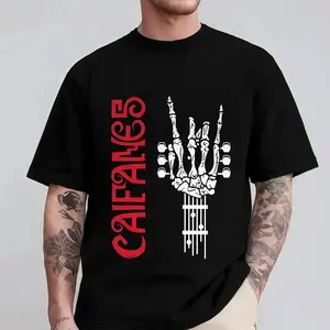 100% Cotton High Quality Unisex T-shirt - Rock The Silence Caifanes Group, Skull Print Graphic Tee, Round Neck, Casual Jersey Fabric, Prime Day Fashion, Can be Paired with Unisex Pants, Golden Rings, Necklaces, Watches, Soft and Comfortable Summer Style